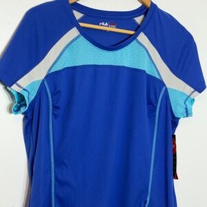NWT Fila Sport Blue Athletic Performance T Shirt Top Womens XL